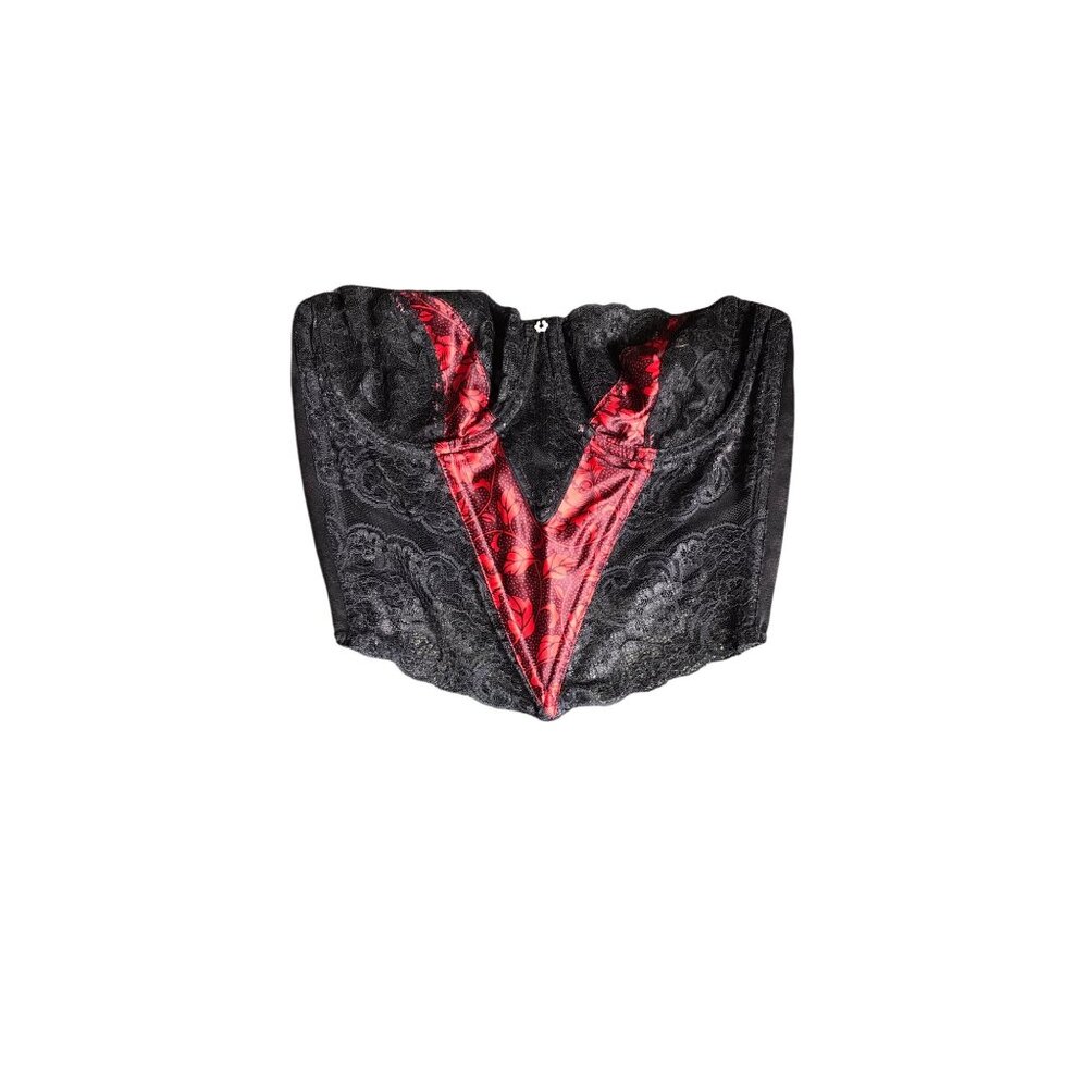 Vintage Christian Dior Black and Red Corset Bra - Picture 2 of 6
